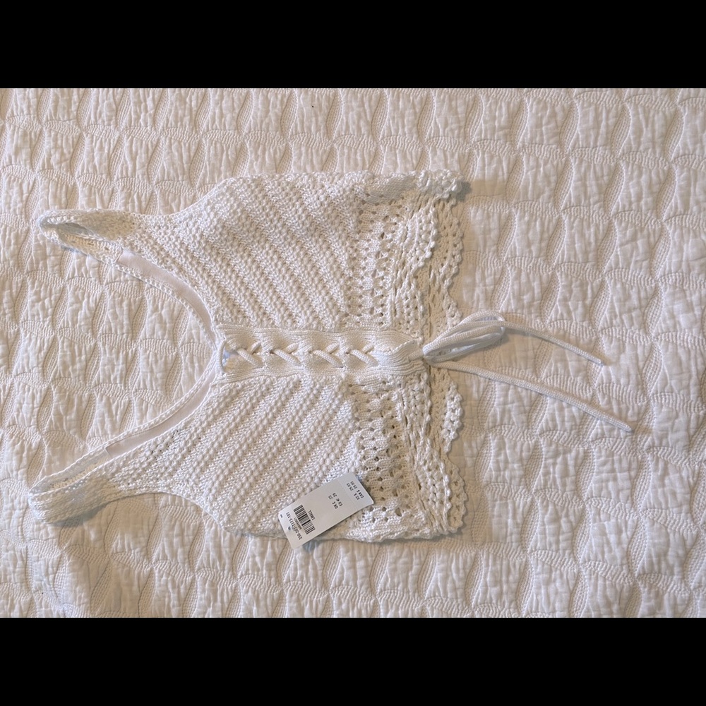 hollister white crochet tank top